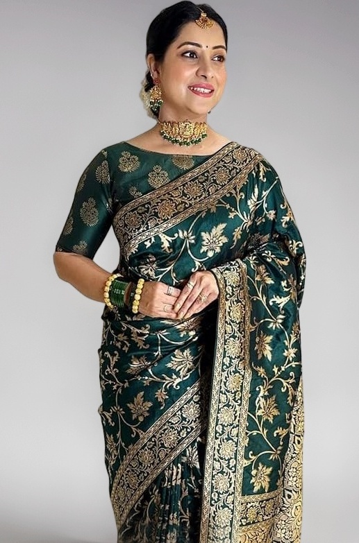 Sugathari Women's Pure Kanjivaram Silk Saree Banarasi Silk Saree With Blouse Piece (SAM PARI S-7)