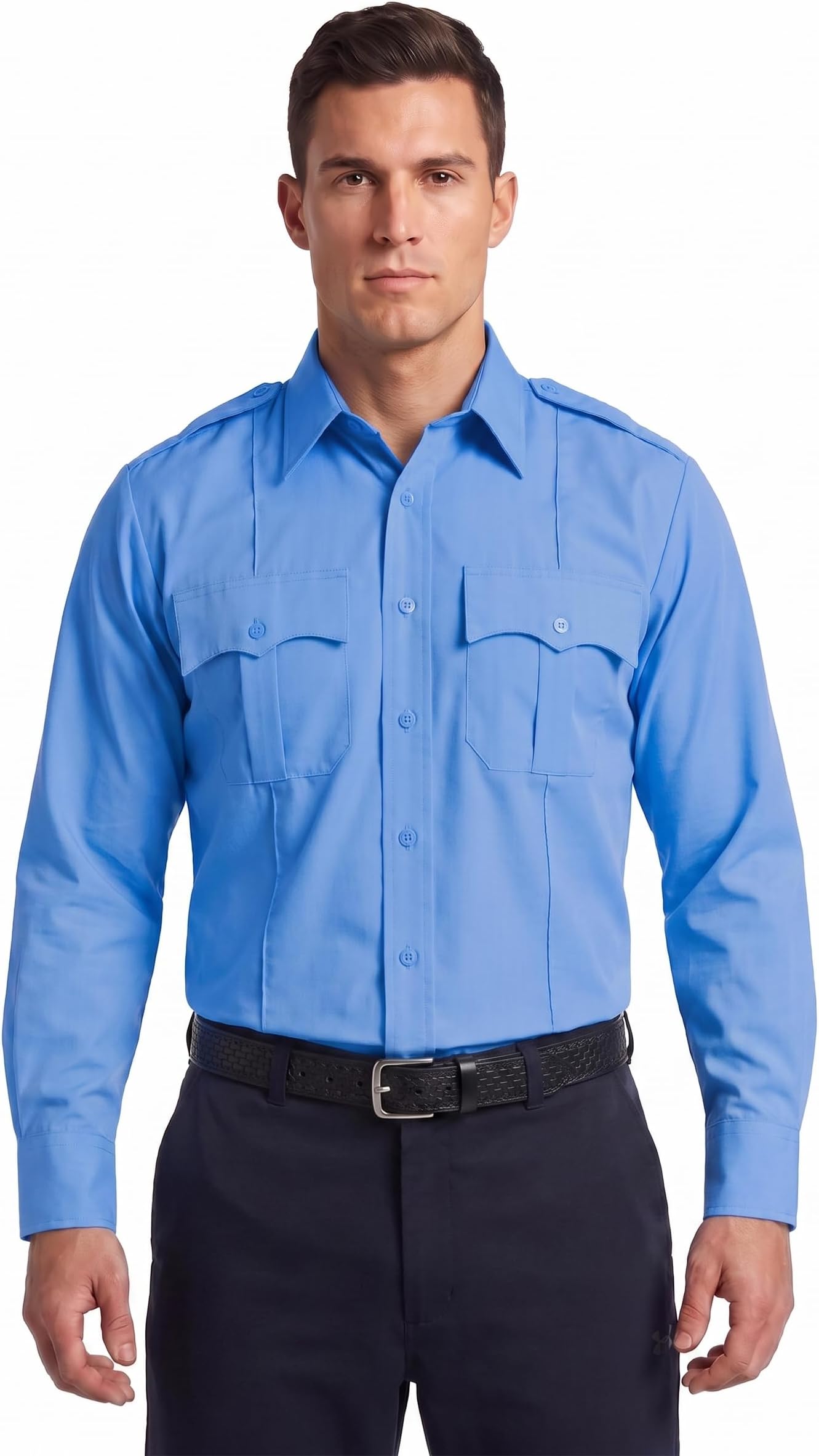 First Class 100% Polyester Long Sleeve Men's Uniform Shirt White