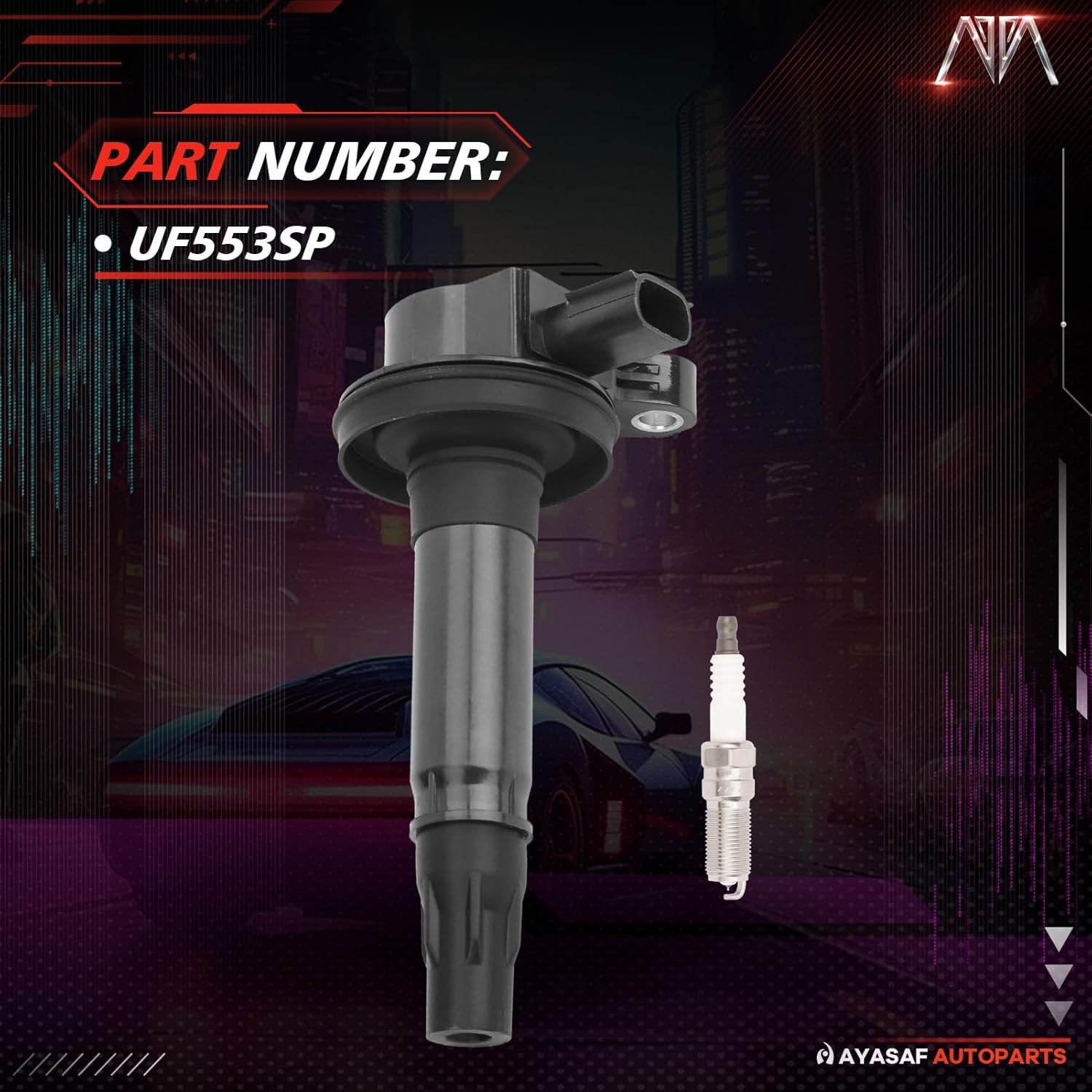 MAYASAF UF553 Ignition Coils and Spark Plugs Set of 6 Fit for Ford 2007-2016 Edge, 2011-2017 Explorer/F-150, 2011-2016 Mustang, 2008-2016 Taurus, 2015-2017 Transit, 2015-2018 Transit-150/250/350/350HD