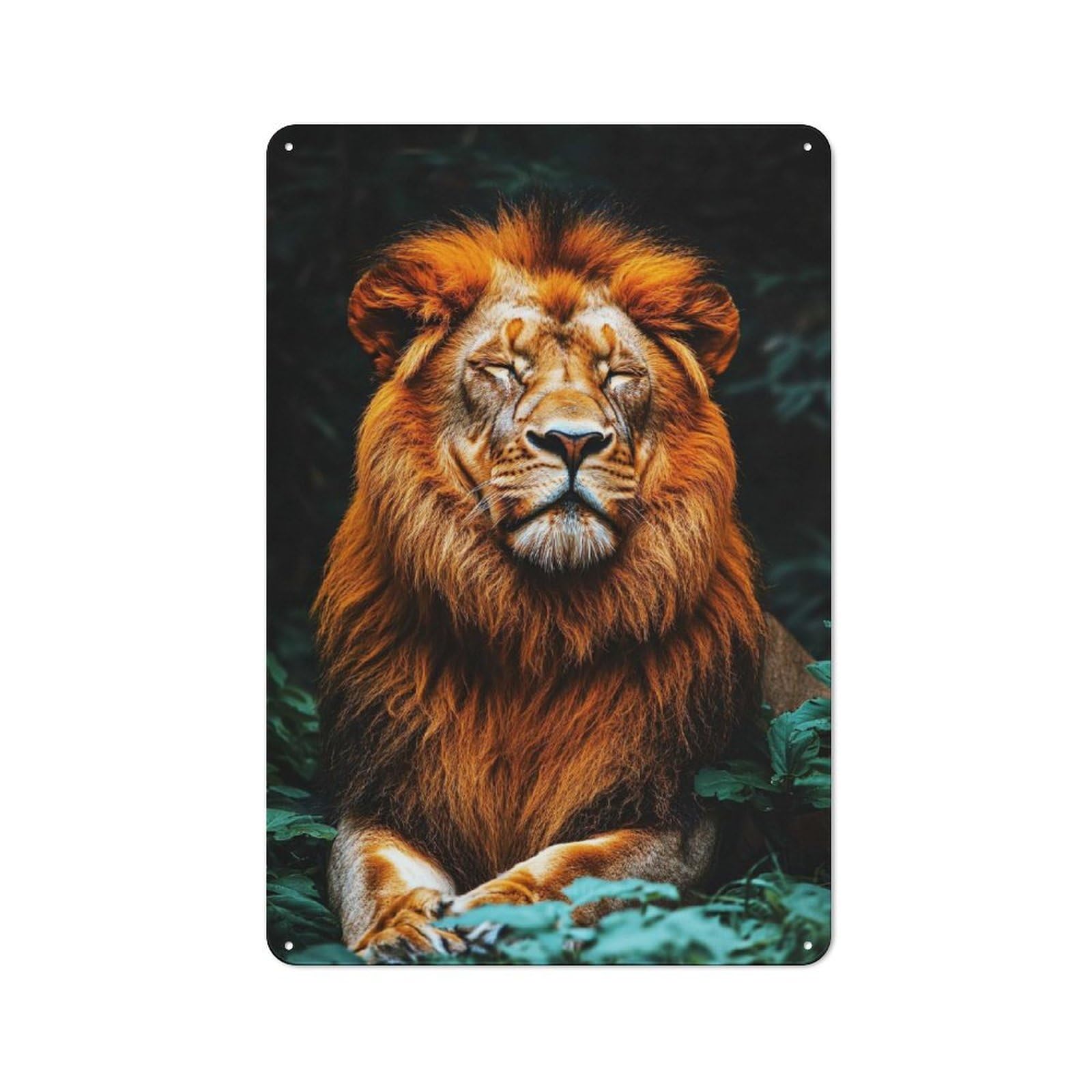 Majestic Lion Portrait in Natural Setting Vintage Metal Wall Decor 30x20cm, Tin Wall Sign for Restaurant, Kitchen, Counter Or Breakfast Nook