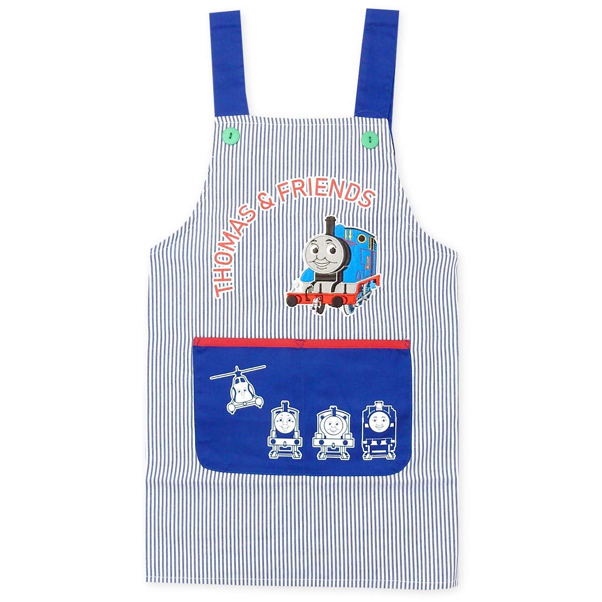 Amazon.co.jp: （ブルー 110cm）男児 キッズ きかんしゃトーマス H型 エプロン 後ろボタン留め 刺繍ワッペン プリント  ストライプ柄 子供 男の子 110cm 130cm sl-0035 メール便対応 : ホーム＆キッチン