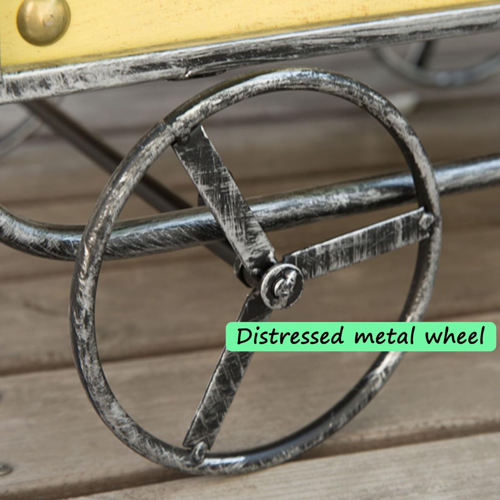 Taczka Ogrodowa, Metalowa WóZek Ogrodowy, Retro I Stary Design,Taczka Ogrodowa CiężKa, 4 Koła WóZek RęCzny, Na Podwórko, Gospodarstwo Rolne, Plażę, Trawnik, Na Zewnątrz(Yellow)