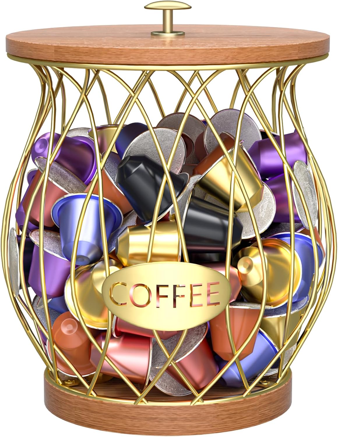 Coffee Pod Holder, Gold K Cup Holder for Counter, Coffee Pods Storage Organizer for Coffee Bar Accessories Decor(Gold)