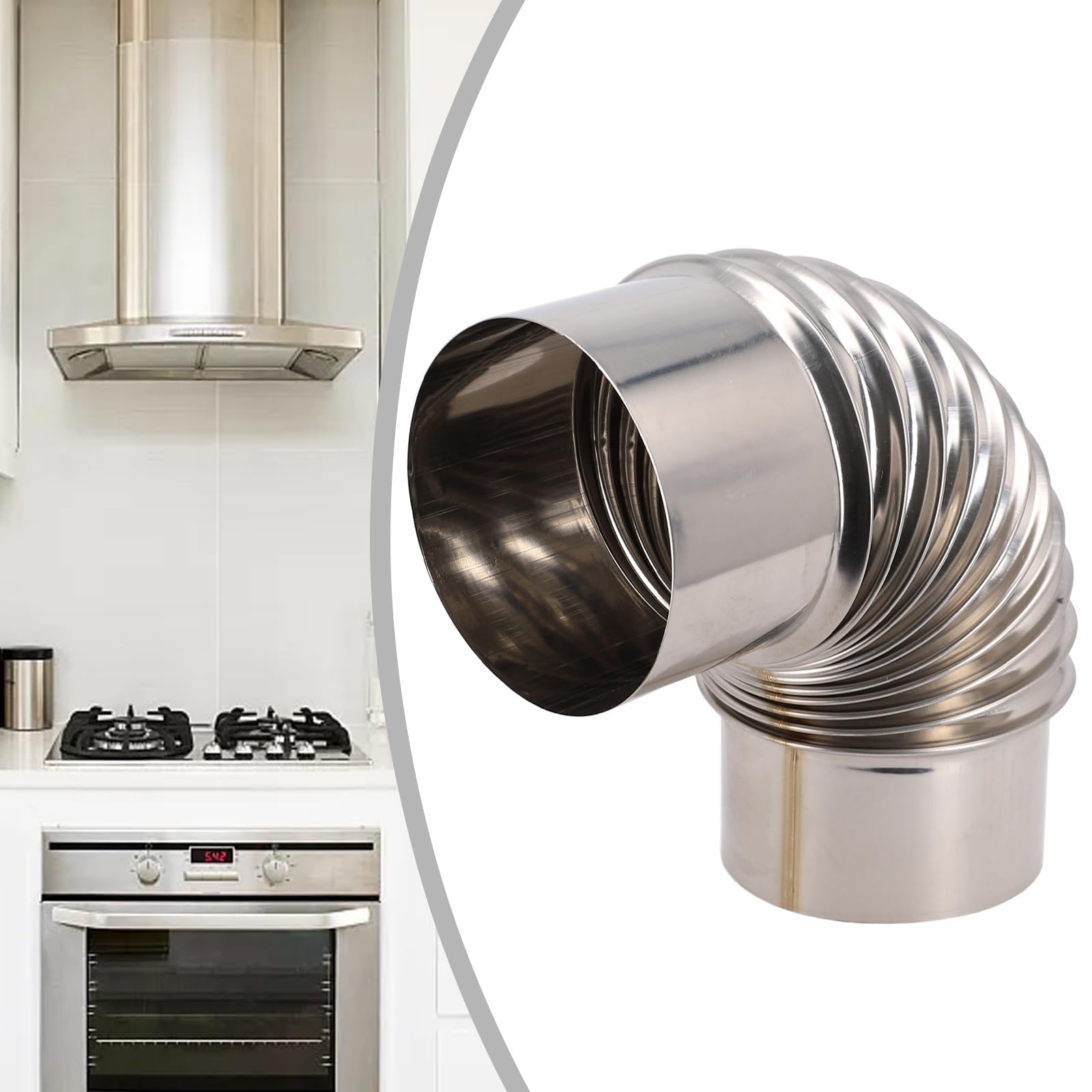 PFXNGMS Stove Flue Steel Flue Pipe Elbow,Elbow Chimney Liner Bend,Elbow Stove Pipe, Stainless Steel Wood Chimney Pipes, Heat Flue Pipe Rain Cap(60mm)
