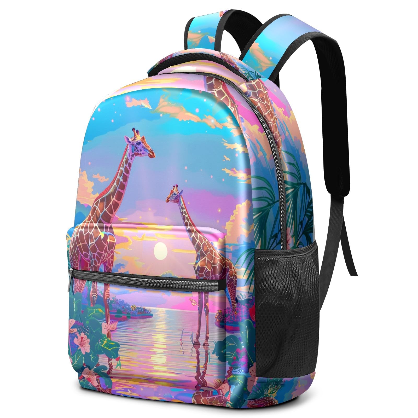 Vigetue Travel Backpack For Women Men Cute Lightweight Daypack Aesthetic Simple Backpack College bag Fit 15.6 Inch Laptop, Giraffe (19) Pattern