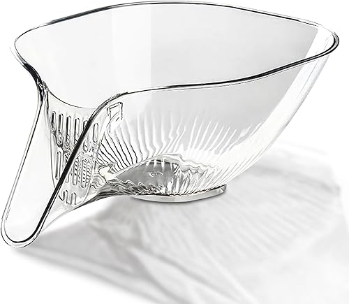 Cesta de drenaje multifuncional, embudo de cesta de drenaje, cesta de plástico con embudo para lavar verduras, frutas, ensaladas (transparente)