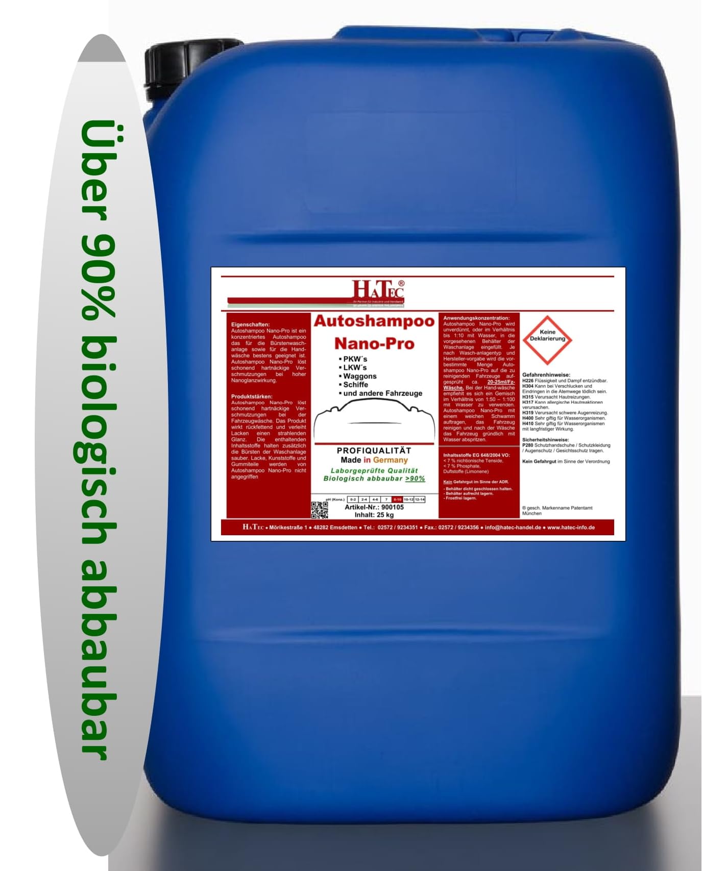 Schaumshampoo, Nano-Pro 25 kg mit Hartwachskonservierung, Autoshampoo, Aktivschaum, Fahrzeugpflege, Fahrzeugreinigung