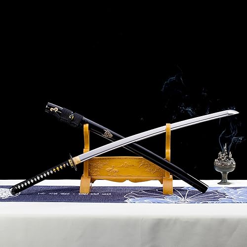 Miniatura 4 de Katana Sword Real Rayskin 9260 - Espada samurái negra y kit de limpieza profesional Katana