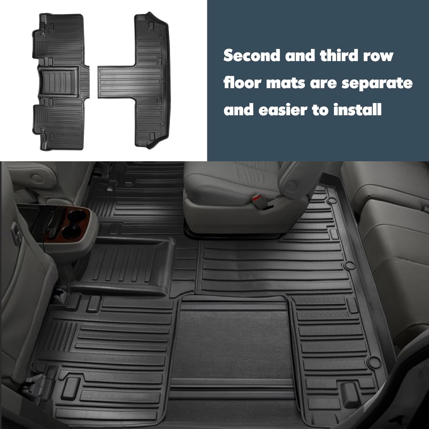 Vanseno Compatible for 2013-2020 Toyota Sienna 7 Seat Car Floor Mats and Cargo Liner Trunk Liner All Weather TPE Floor Liner for 2013 2014 2015 2016 2017 2018 2019 2020 Toyota Sienna Accessories