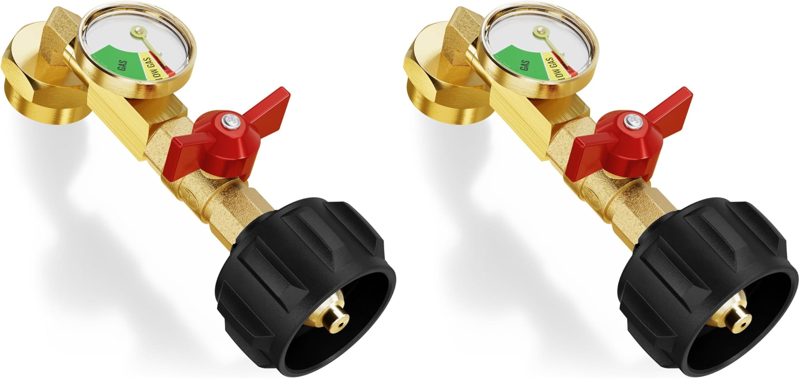 CALPOSE Propane Refill Adapter with Valve and Gauge, Fill 1 Pound Bottles from 20lb Tank, Fits QCC1 / Type1 Propane Tank and 1 lb Throwaway Disposable Cylinder Propane Bottle Connector (Pack of 2)