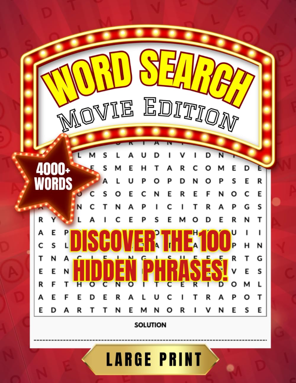 Word Search Movie Edition For Adult Large Print: 100 puzzles dedicated to the most famous movies. Find the hidden quotes!