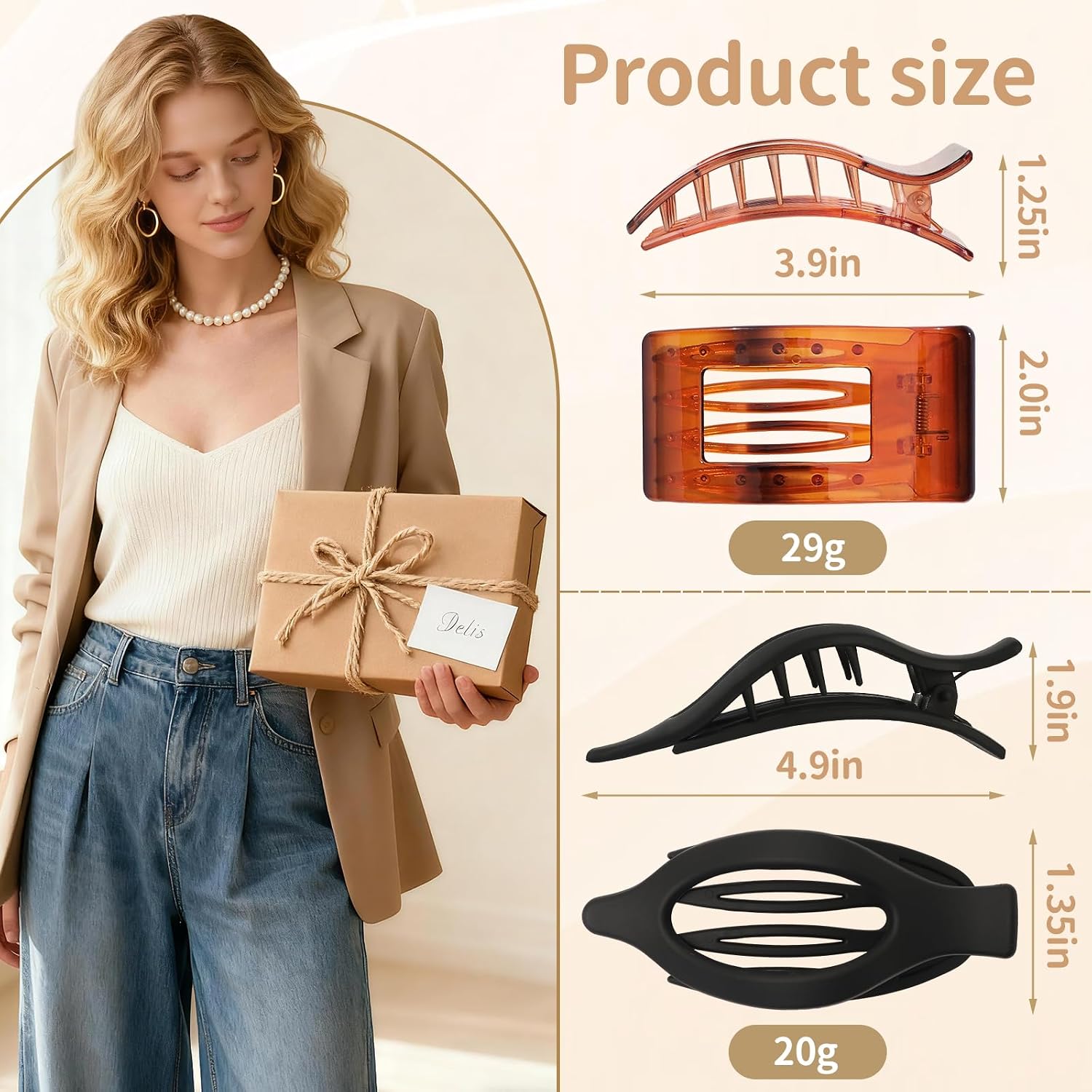 8Pcs French Flat Hair Clips for Women 2 Styles Claw Clips for Girls Matte Flat Hair Claw Clips for Thin and Thick Hair Large Non-slip Strong Hold Hair Accessories for Women (Transparent) image 4