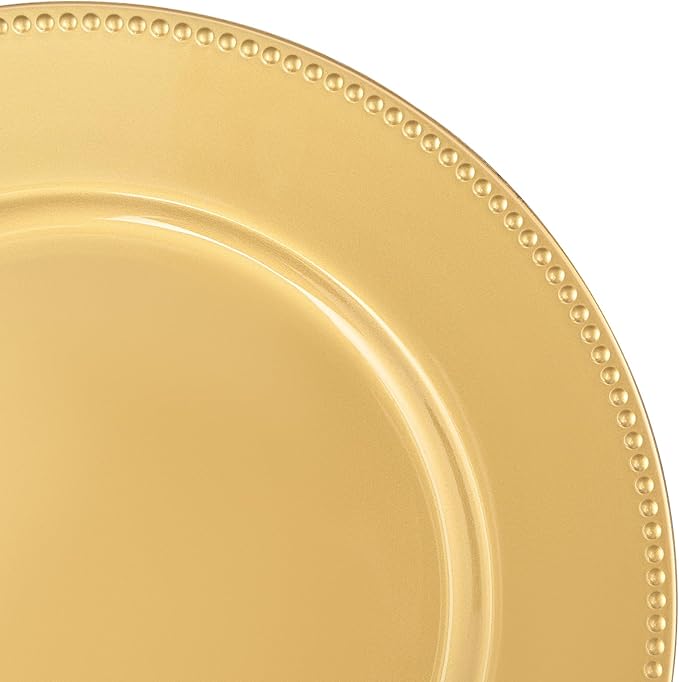 24 Platos Cargadores Dorados con Cuentas 33 cm Desechables para Fiestas miniatura 5