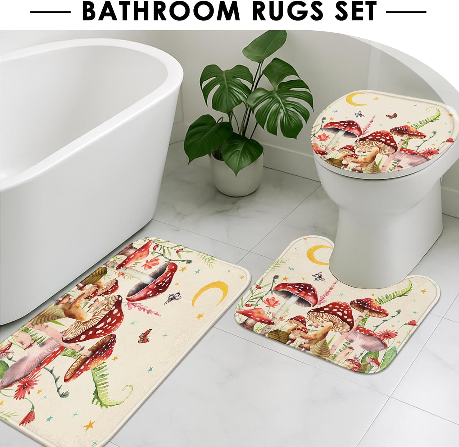 Arttown Bathroom Set with Shower Curtain and Rugs Accessories, Shower Curtains, Bathroom Decor 4 Pcs