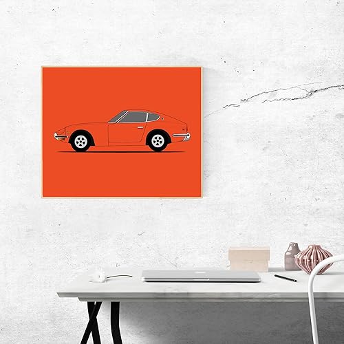 Vista 4 de CUSTOMIZABLE COLOR: Custom Car Posters Handmade Poster compatible with Datsun 240Z (1970-1973) (Side Profile) Print Wall Art Décor - 8x10" Satin