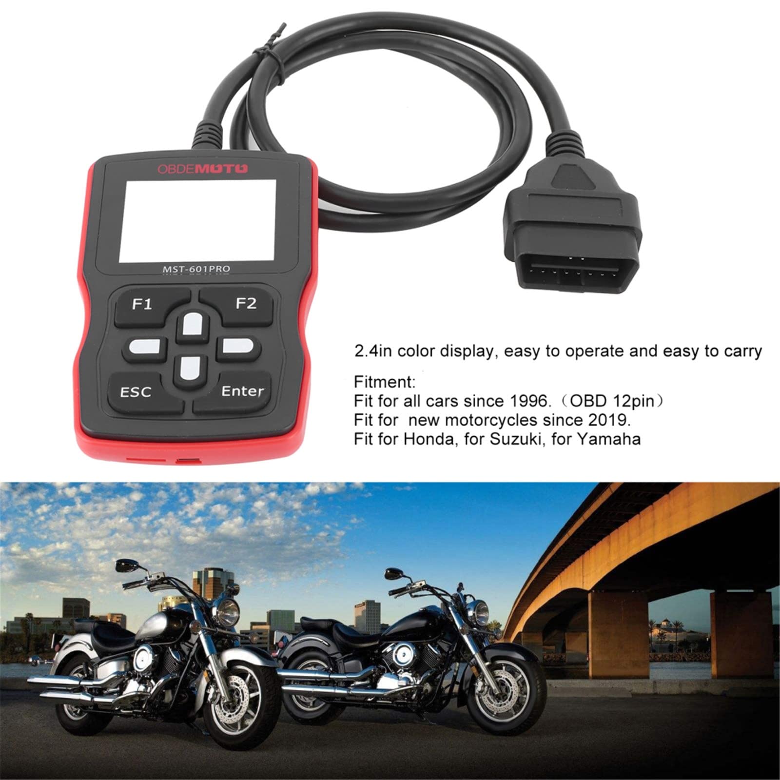 ABS Moto Scanner OBD2 Lettore di Codice Automotive Strumento di Diagnostica Adatto per su-zu-Ki Rilevatore di Guasti Motore 601 PRO