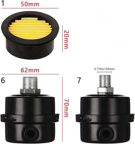 Miniatura 2 de Filtro de admisión de compresor de aire y silenciador (paquete de 2) – Rosca NPT de 1/2 pulgada, 0.78 pulgadas – Compatible con Husky, Craftsman,