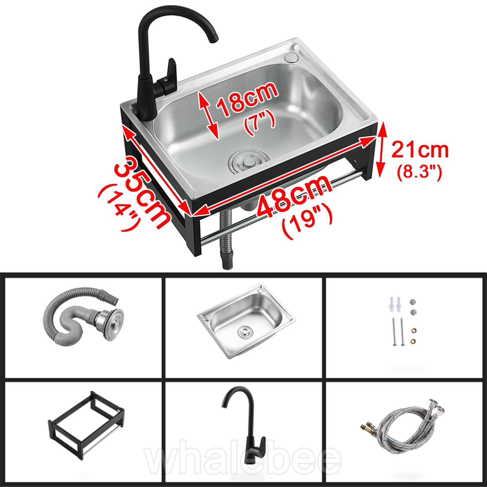 Spüle Edelstahl Spültisch Outdoor Küche Bar Gartenspüle - Spülbecken An Der Wand Montiert Mit Mischbatterie, Handtuchhalter - Platz Sparen Garagespüle Mit Aluminiumrahmen - Kitchen Sink