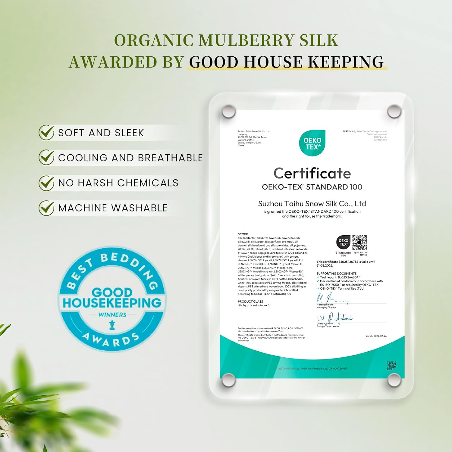 THXSILK Mulberry Silk Pillowcase King Size, Set of 2 Pillowcases, Pillow Cover with Hidden Zipper, Soft Smooth Cooling Pillowcases for Hair and Skin, Gift for Women Men, Champagne