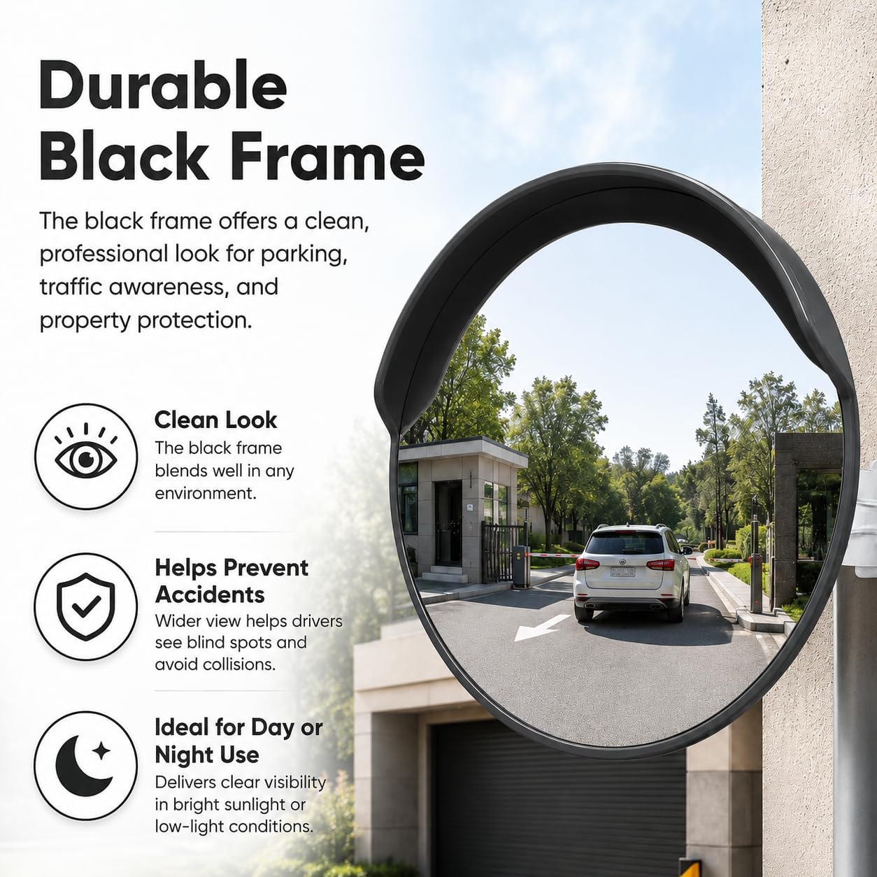 24-inch Convex Safety Mirror, Outdoor Traffic Mirror for Driveway Blind Spots, Wide Angle Security Mirror for Business Indoor, Street Warehouse and Road Mirror with Wall Mount Bracket
