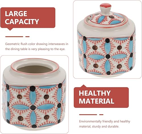 Miniatura 6 de HEMOTON Recipiente de cerámica de jengibre para almacenamiento de ajo, recipiente de almacenamiento de cocina, contenedor de condimentos, tarro de