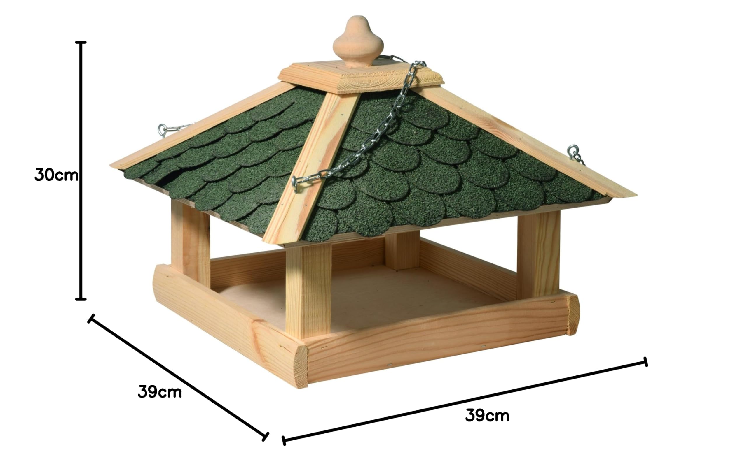 dobar, casetta in Legno (Pino) con tegole del Tetto in Bitume Verde Bitume, da appoggiare o Appendere, Quadrata/Esagonale