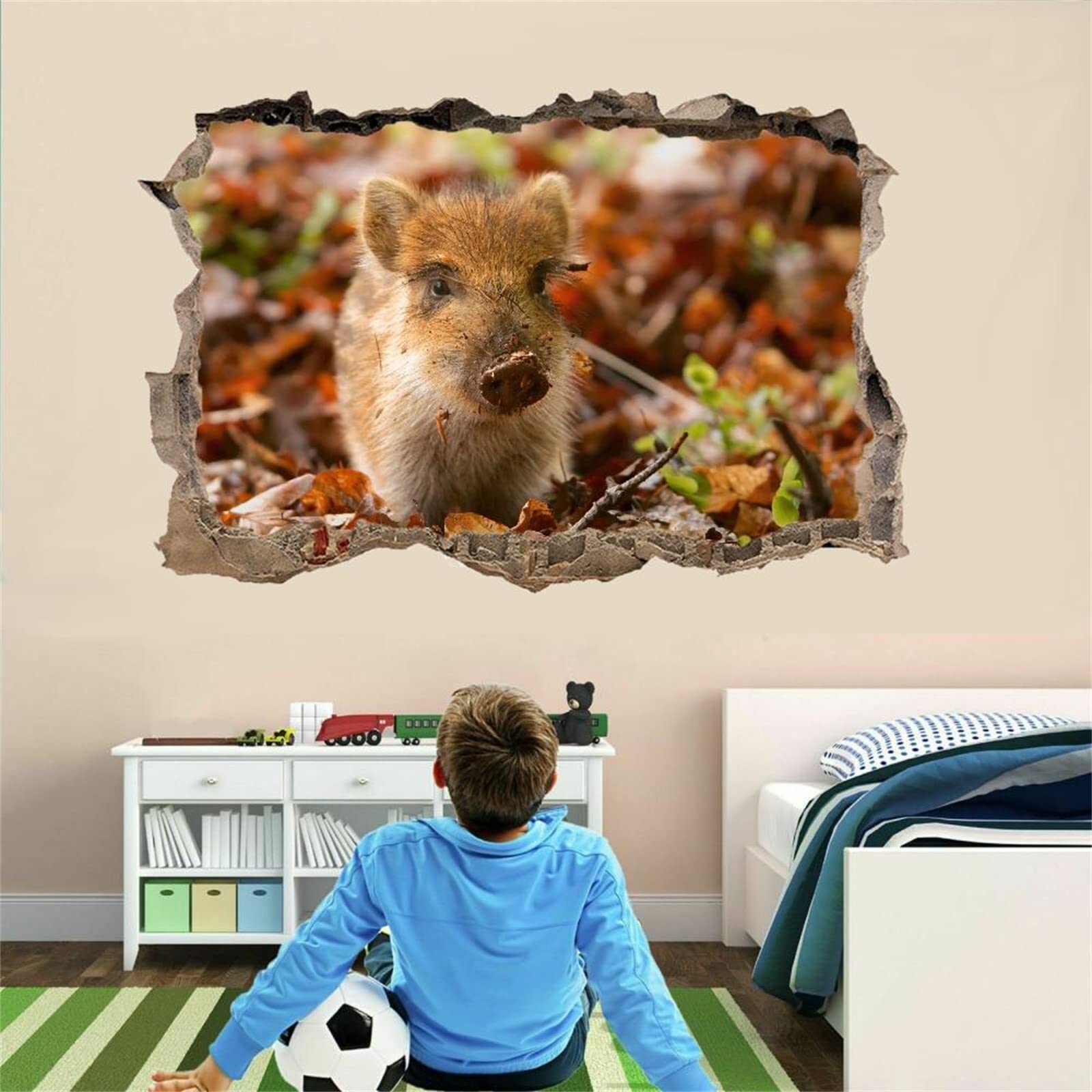 Calcomanía Rota 3D, Animal Adhesivo Extraíble De Vinilo Para Despegar Y Pegar, Conejillo De Indias Tatuaje De Pared Niñas Niños Dormitorio Guardería Habitación Decoración Para El Hogar 80x120cm