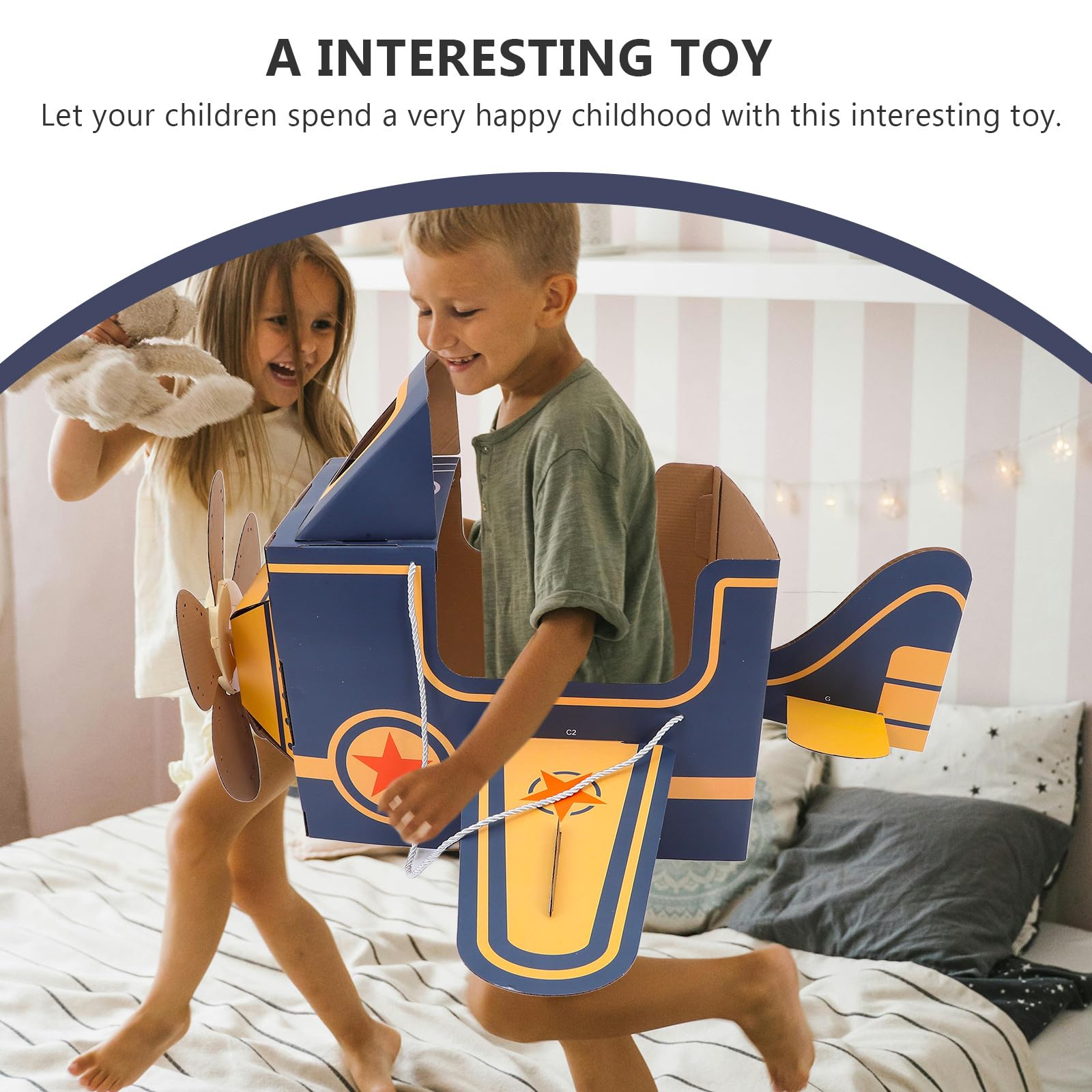 Toyvian Disfraz de Avión de Cartón para Usar, Accesorio para Disfrazarse de Avión (hazlo Tú Mismo)