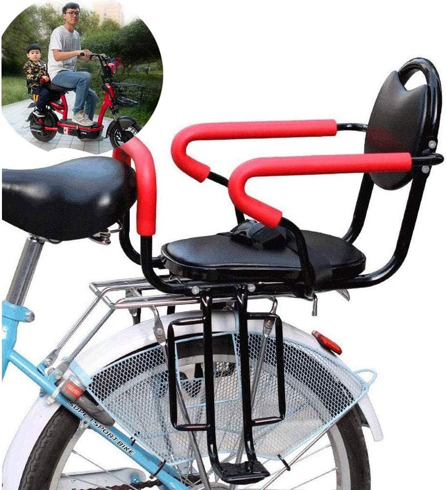 Wing Enterprises Bicycle Child Seat Rear Mount, Removable Bike Back Seat for Kids, Baby Carrier Seat with Non-Slip Armrests and Pedals, Padded Seat Belt for 2-6 Year Old Child Seat