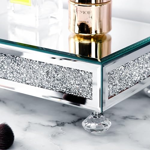 Miniatura 5 de TACIDON Elevador de cristal con espejo para fregadero de cocina, encimera de baño, decoración moderna. Soporte de pedestal de cristal para