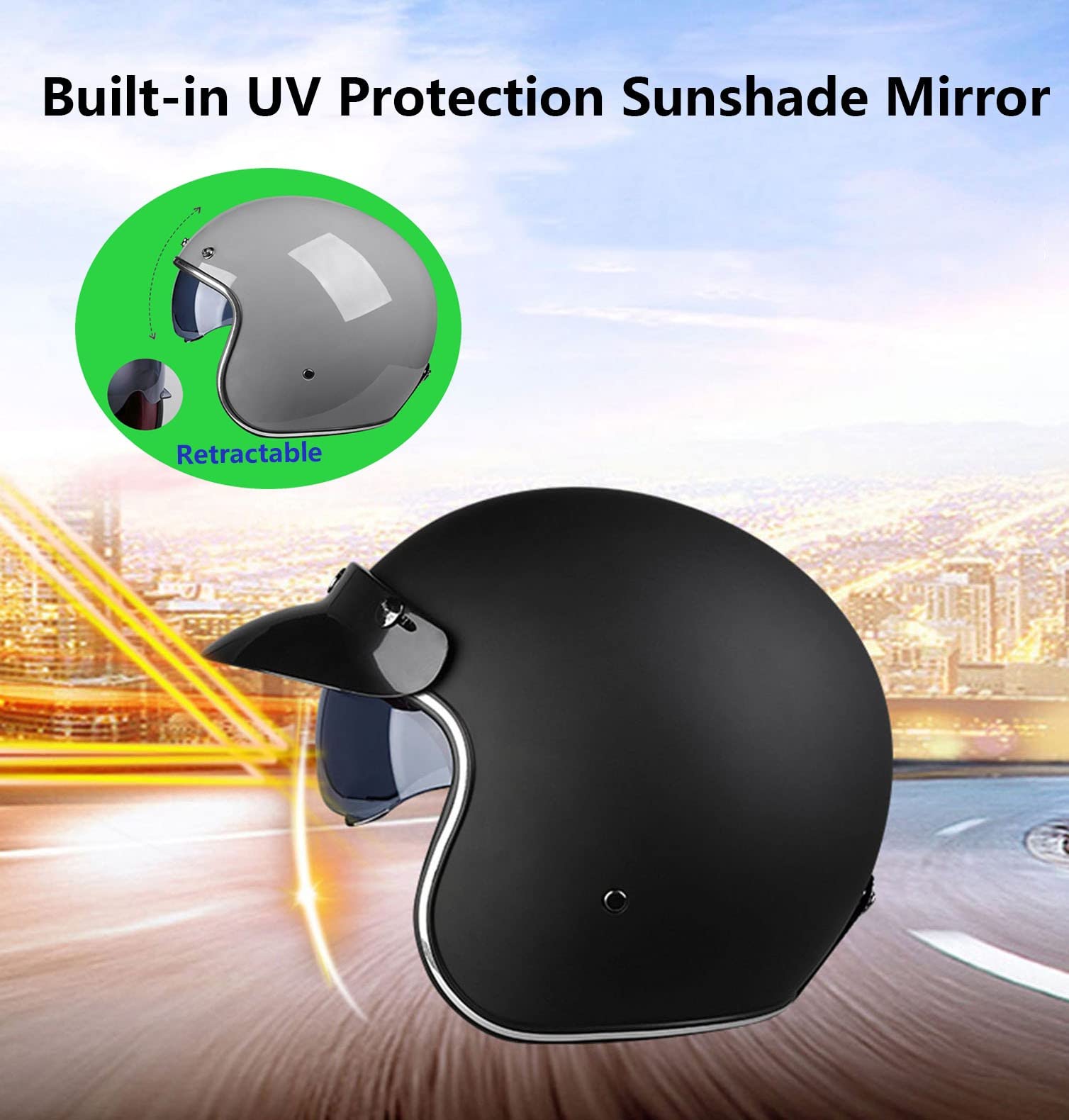 Casco Moto Jet Bluetooth 3/4, con Visiera Caschi Aperti Microfono Auricolare con Altoparlante Integrato per Risposta Automatica Certificazione ECE