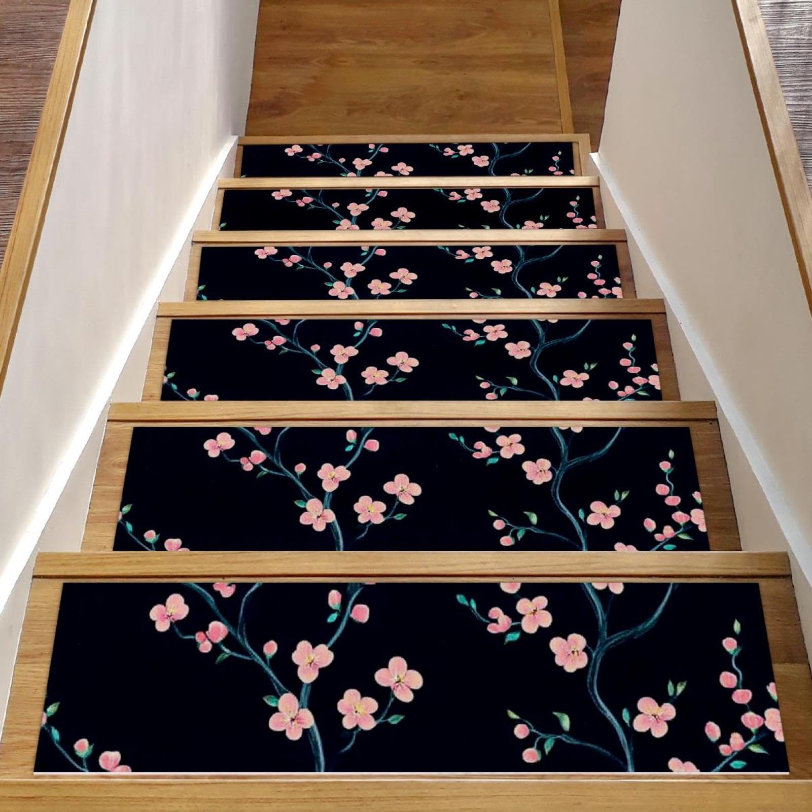 Tapis d'escalier antidérapant haut de gamme résistant aux motifs floraux élégants