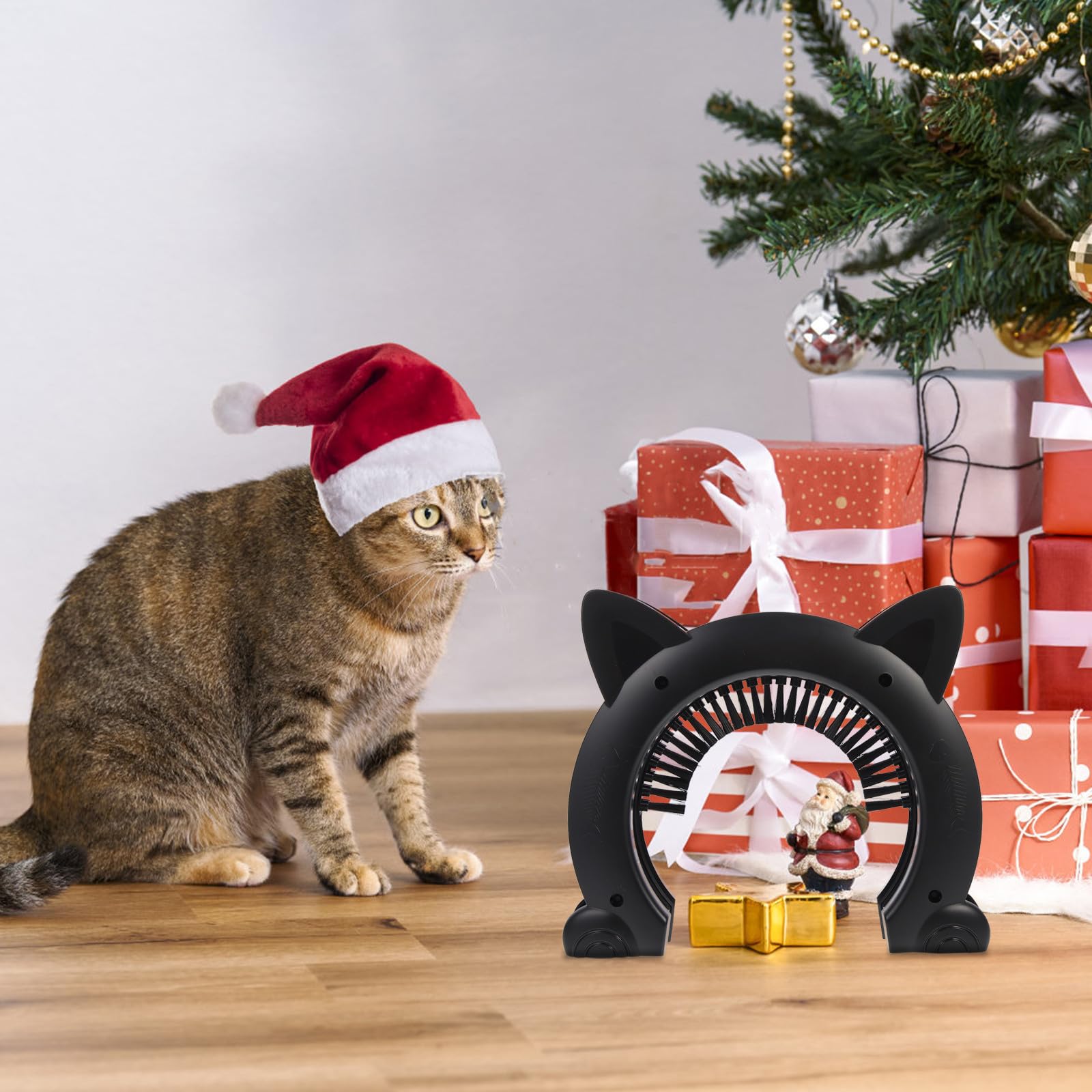 Cabilock Katzenklappe aus Abs Kunststoff mit Bürstendesign für Bequemen Zugang Katzentür im Katzenkopf Form für Innenräume Geeignet für Katzen und Kätzchen