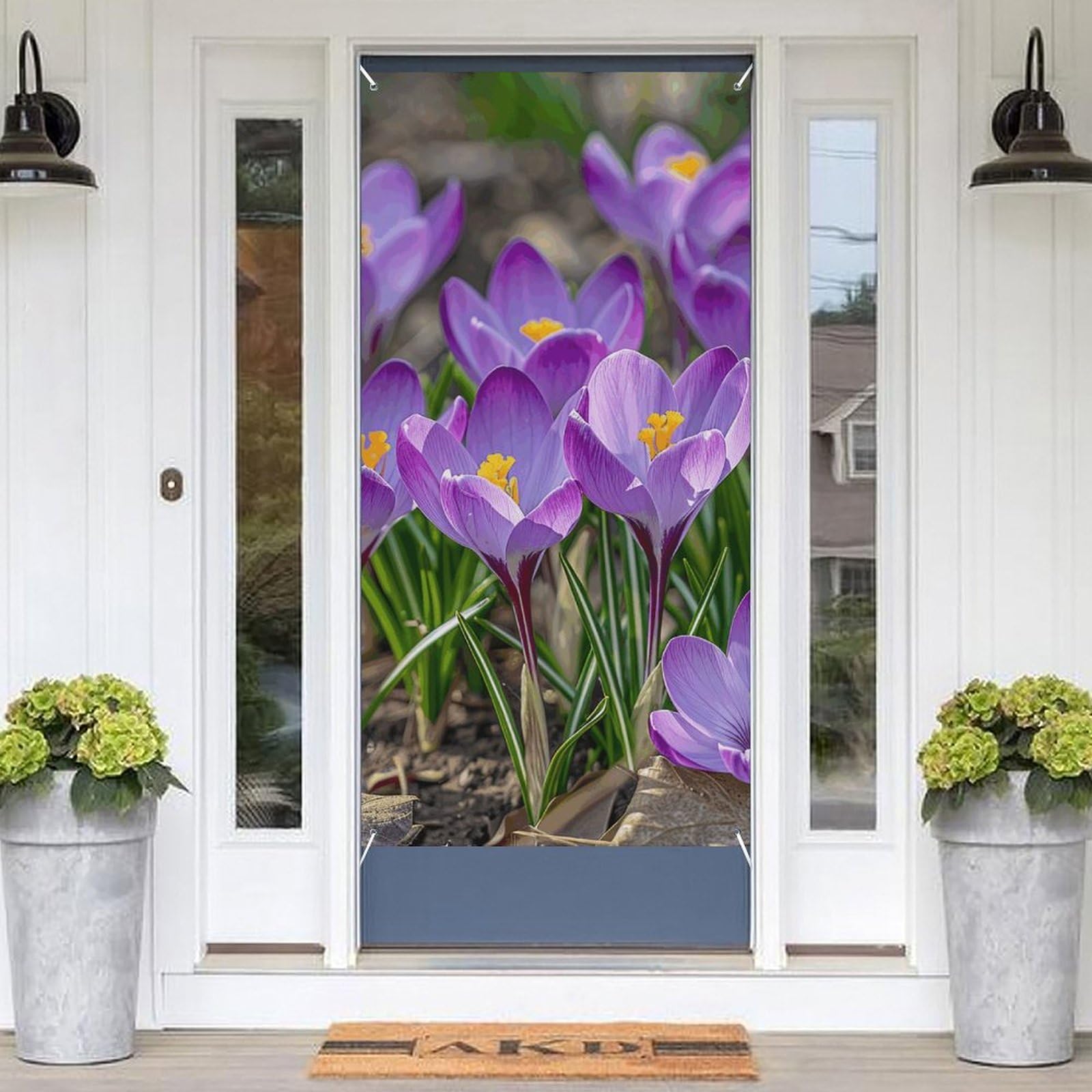 KLOPH Door Cover Decoration Welcome Door Banner Porch Sign Photo Background Doors Curtains for Doorway Privacy Window Curtain Flowers are Blooming Porch Cover Indoor Outdoor Decor 70.9x35.4in