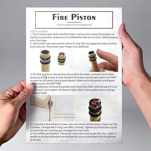 Miniatura 6 de PSKOOK Metal Fire Piston Educativo CampersSupervivenciaPreppers Lección Científica