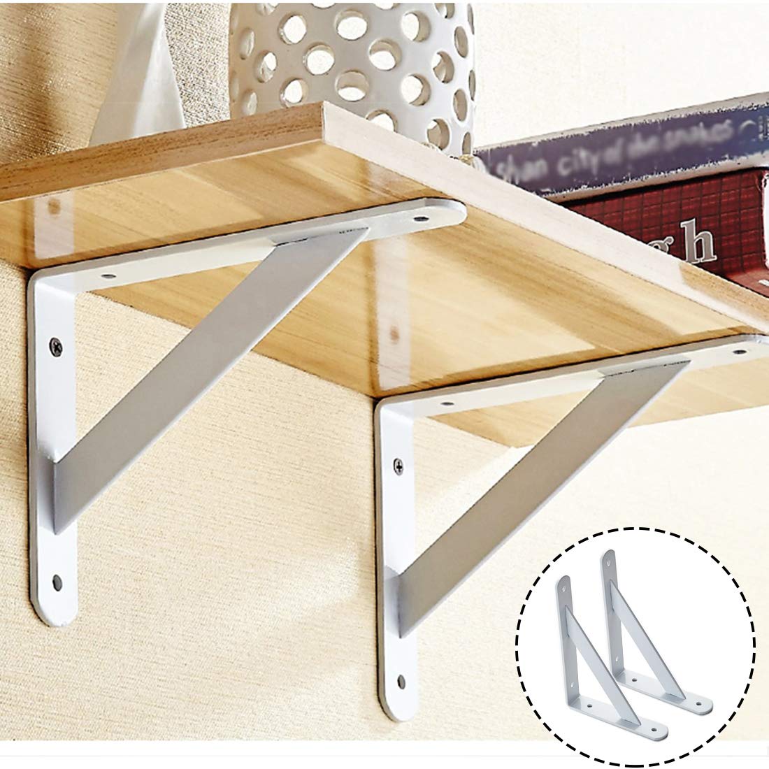 Soporte Estante Rústico 2 Pcs - Escuadras Estanterias 90 Grados Marco De Pared Blanco, Escuadra Sujeción De Pared, Ahorrar Espacio, Estante Decorativo, DIY Soportes para Baldas Flotantes 40cm