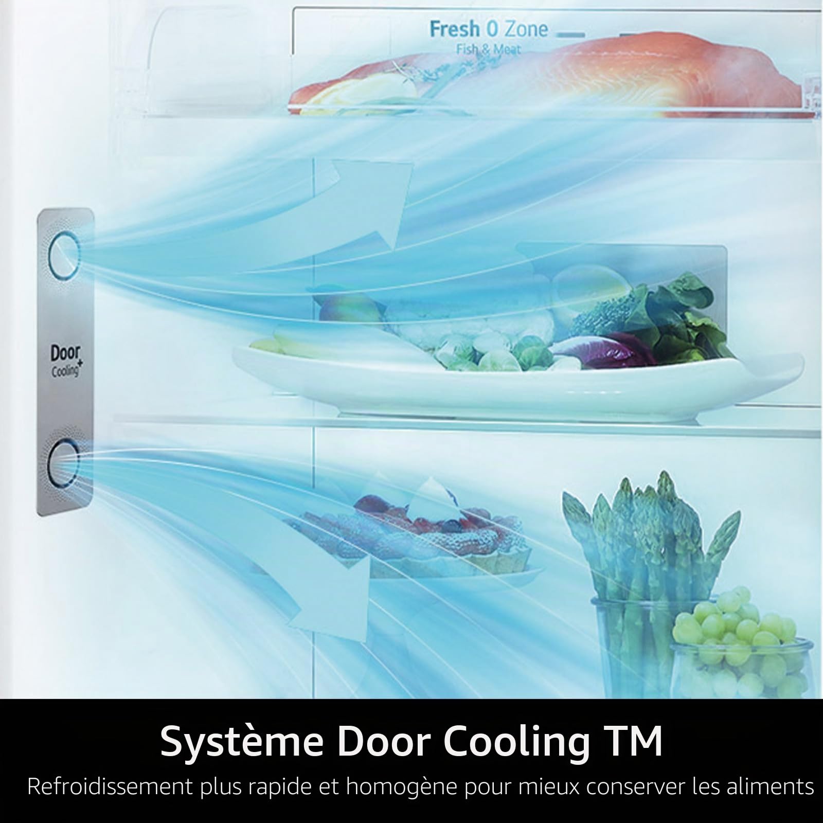 LG GTF744SEPED Réfrigérateur à deux portes Classe E 509L Wi-Fi Porte Refroidissement Gestion de l'humidité Distributeur d'eau Tiroir 0° Machine à glace Compresseur Smart Inverter Sable