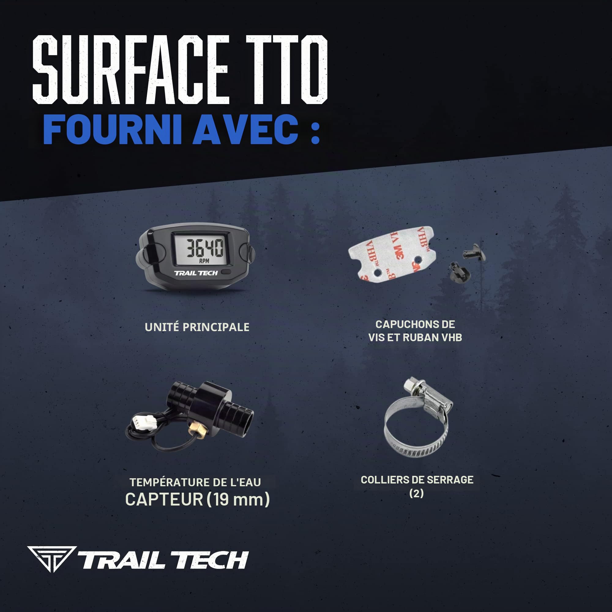 Trail Tech 742-EH1 Capteur de température numérique TTO pour tuyau de radiateur Noir 19 mm