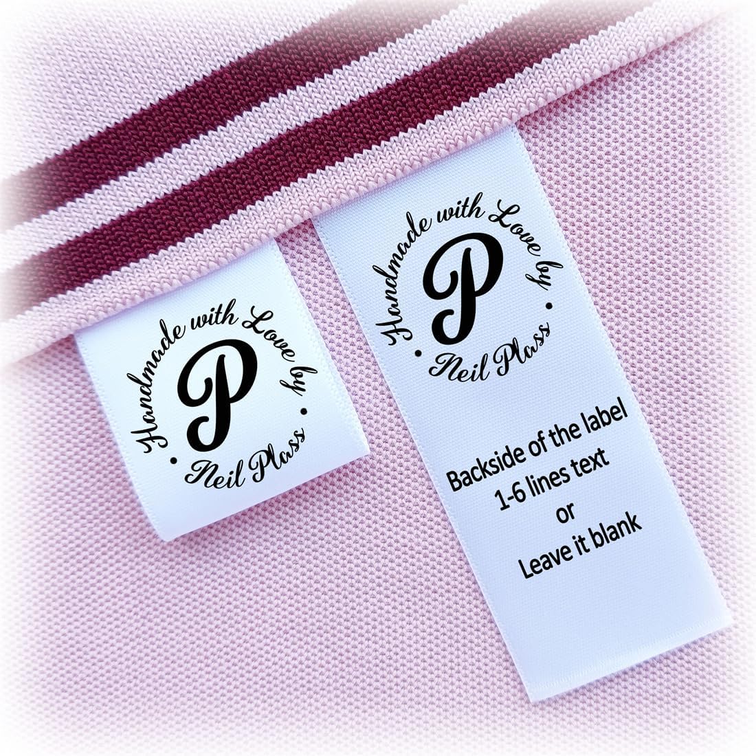 50pcs Customized Clothing Neck Labels/Custom Neck Tags for Clothing/Silk Satin Ribbon Labels