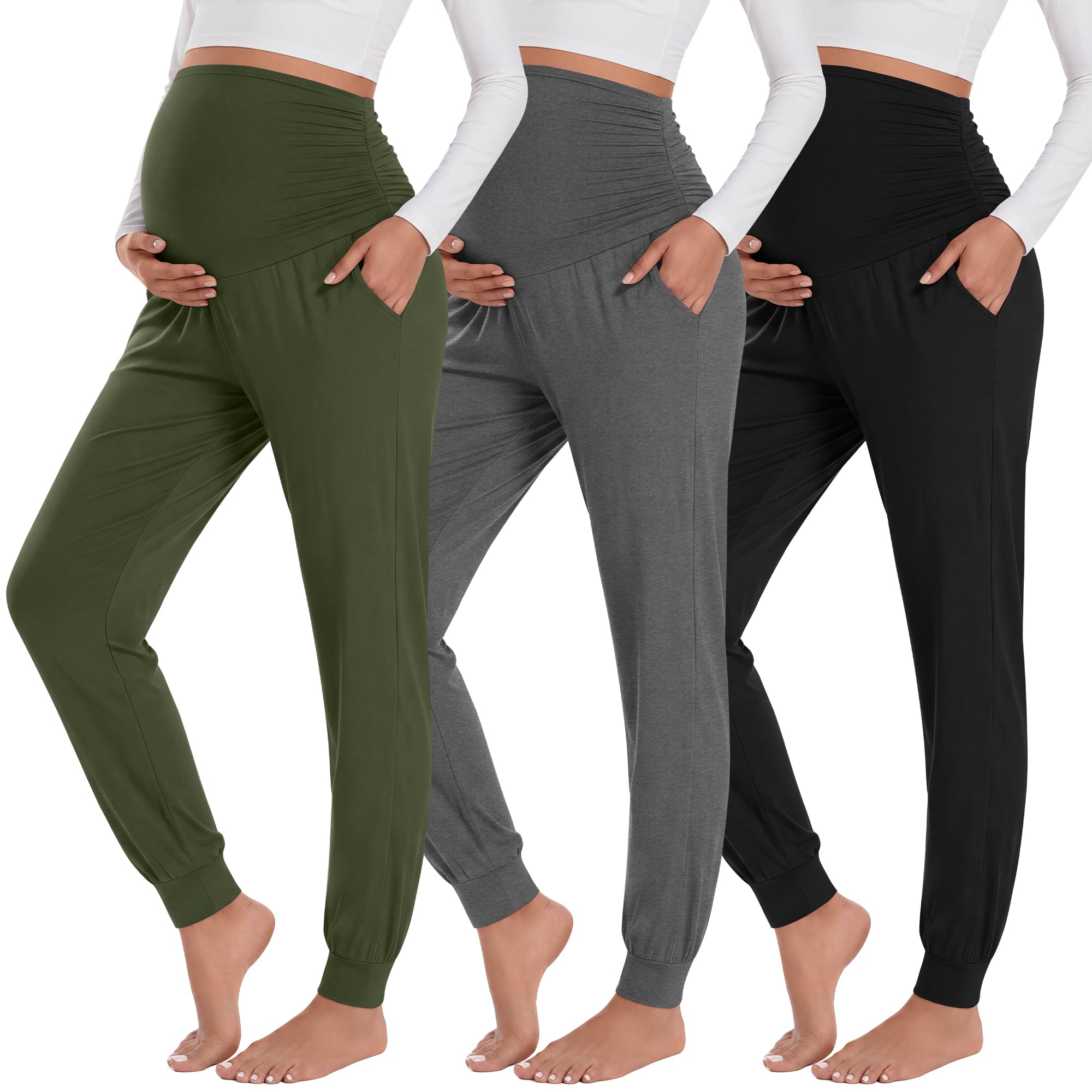 Neer 3 Pack Maternity Joggers Lounge Sweatpants with Pockets