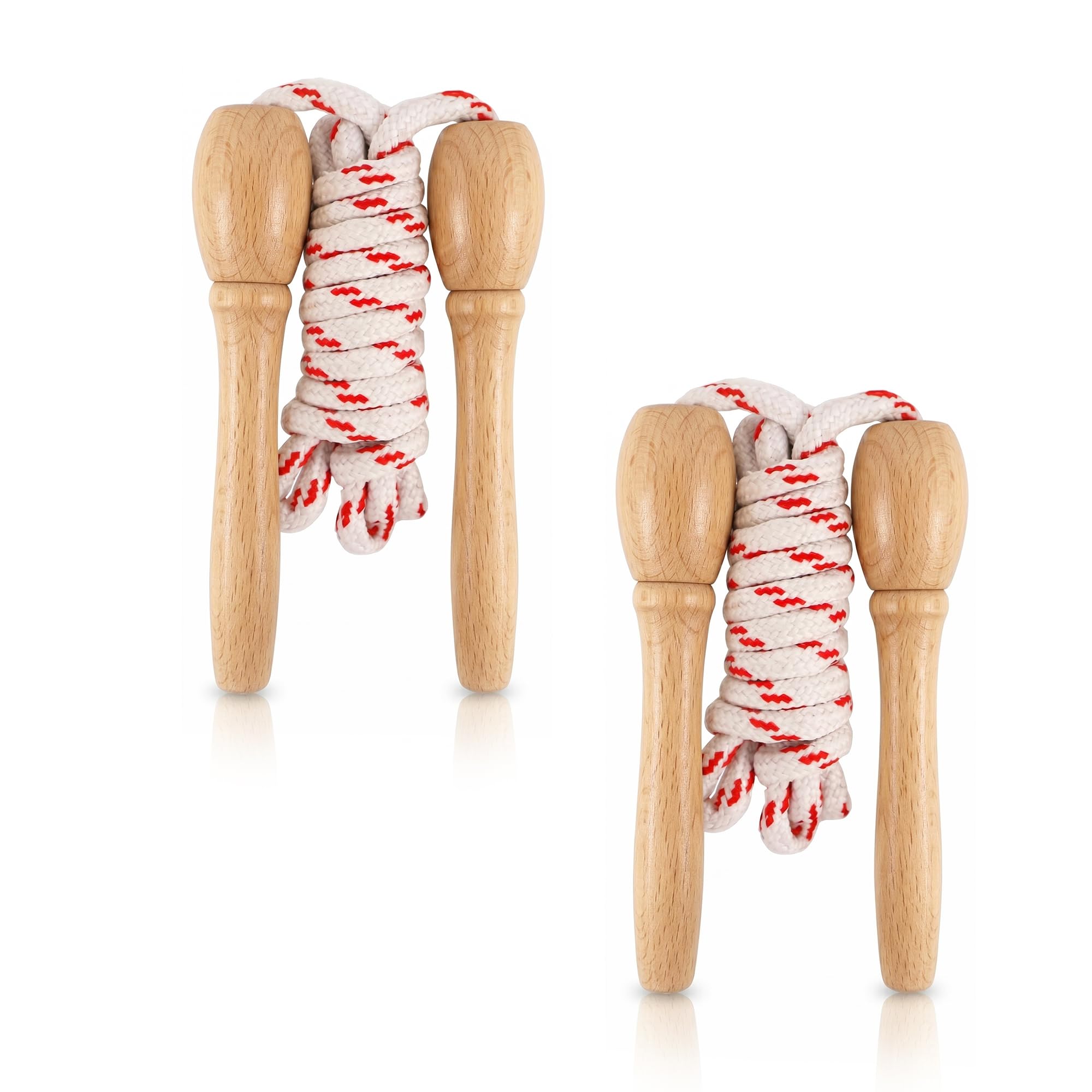 Lizzy 2pcs Skipping Rope 200cm Jump Rope with Wooden Handles Fitness Skipping Rope for Exercise Training Cardio Outdoor Games Durable Rope Adjustable Length UK
