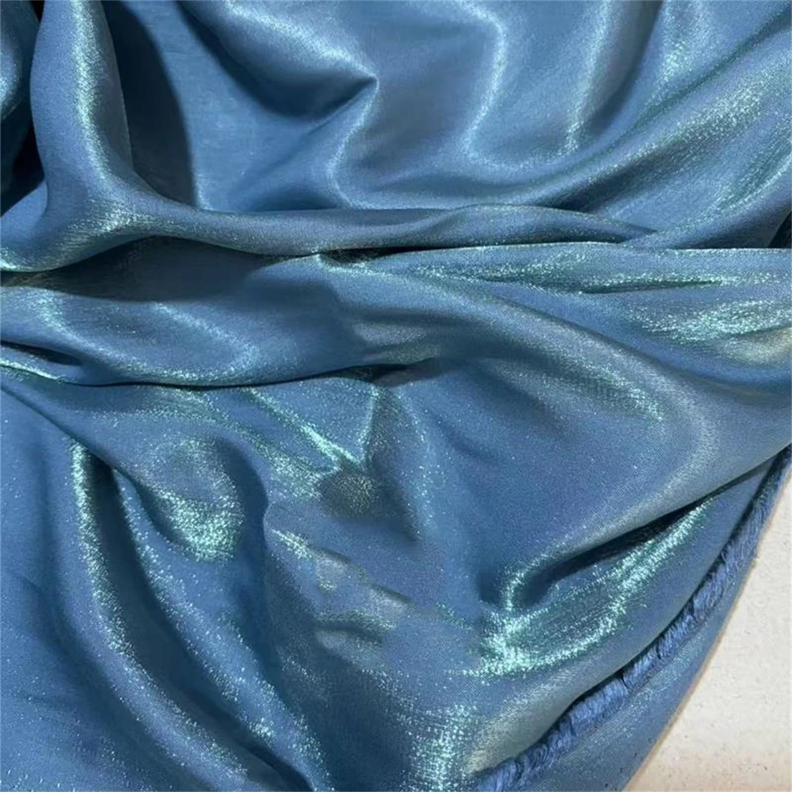 Tessuto di Raso Morbido Iridescente di Larghezza 150 cm, Cotone Poliestere sfumato Liscio for Abiti Artigianali, Abiti, Sciarpe, Abiti(Dark Blue,400x150cm)