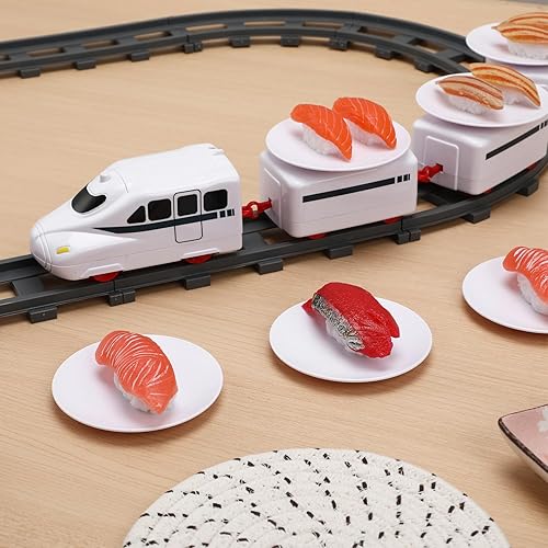 Miniatura 2 de Juguetes de tren de sushi – Día del Niño Giratorio Sushi Bar Tren Va Alrededor del Tren Juguetes Japoneses Platos de Sashimi Bandeja de Sushi