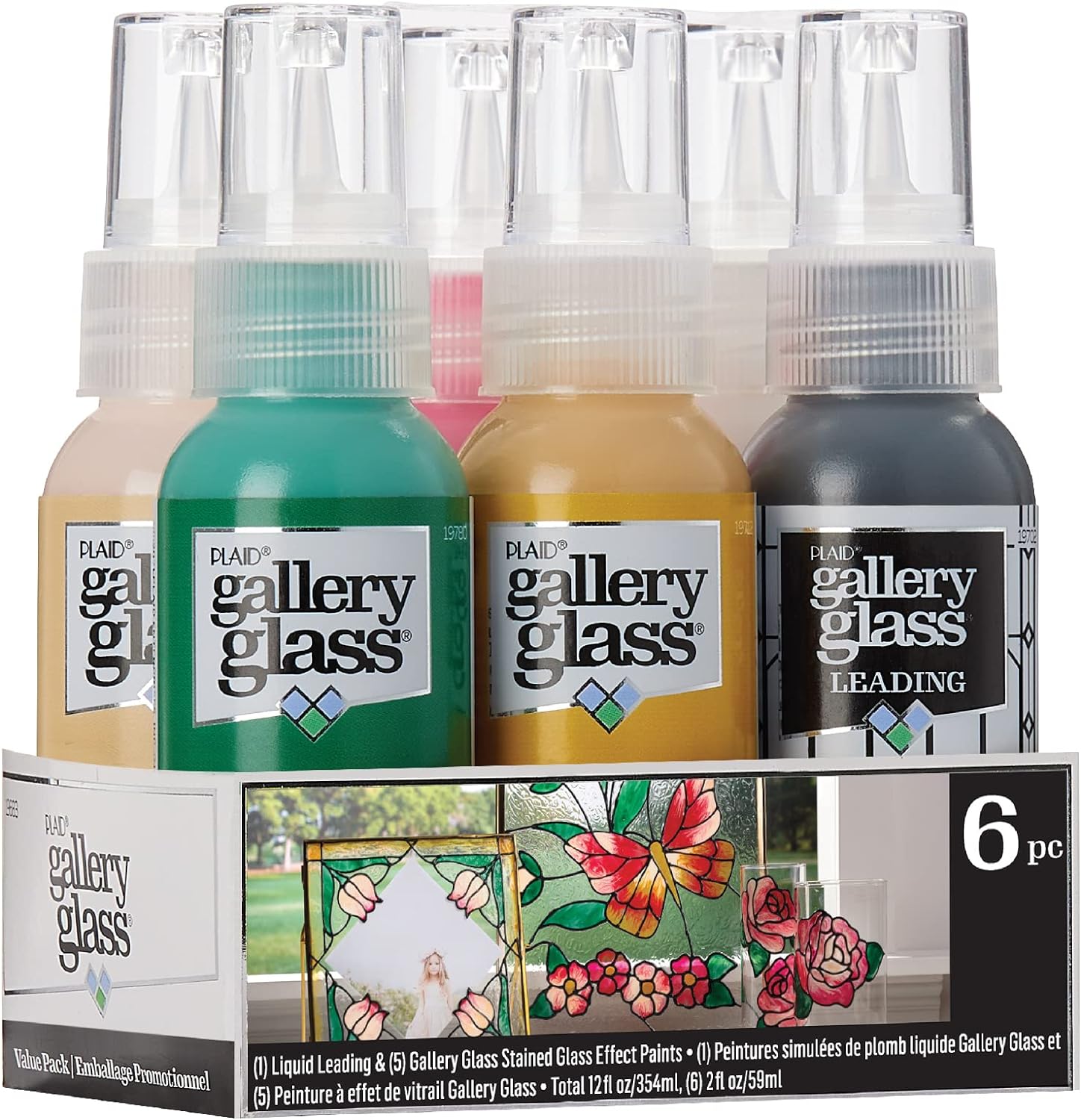 Gallery Glass, Floral Stained Kit, 6 Piece Glass Paint Set for DIY Arts