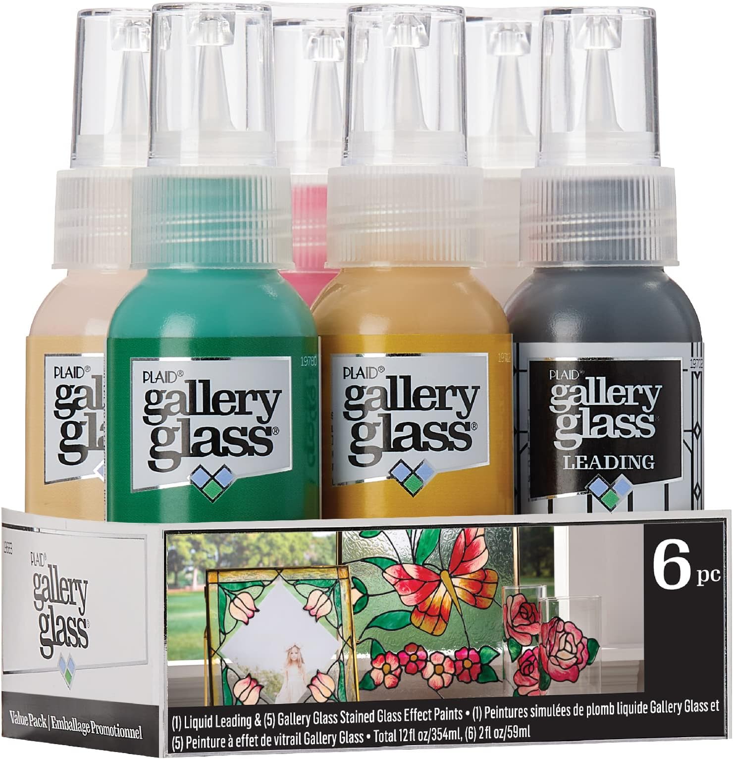 Gallery Glass, Floral Stained Kit, Glass Paint Set for DIY Arts and Crafts, Perfect for Beginners and Artists, 1 Count (Pack of 6)