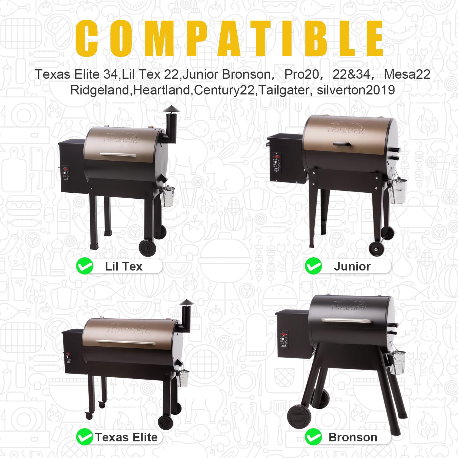 ETYLRUCO Upgraded Digital Thermostat Controller Kit Replacement Part for Traeger Wood Pellet Grills, Thermostat Controller Board with RTD Temperature Probe Sensor and Hot Rod Ignitor