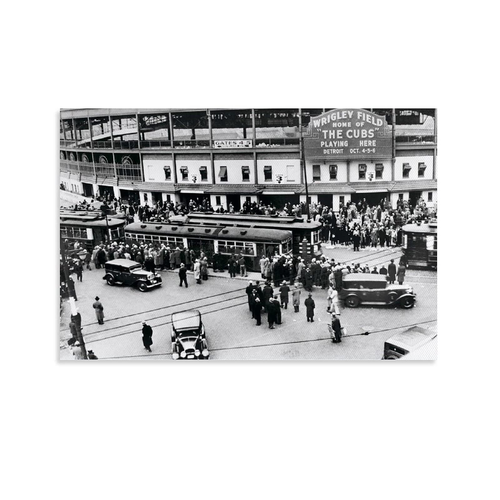 HYQHYX Wrigley Field Vintage Photo Chicago Cubs Print Baseball Stadium Office Living Room Bedroom Decorative Art Poster 08x12inch(20x30cm)