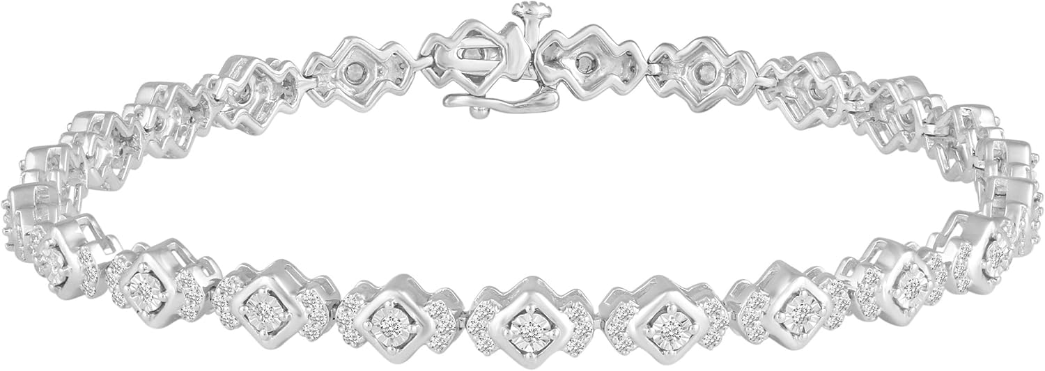 Fifth and Fine 1.00 Carat tw Natural Diamond Tennis Bracelet in 925 Sterling Silver
