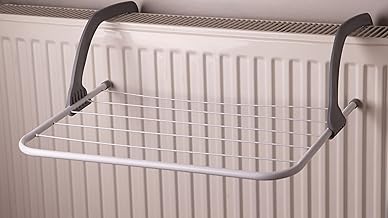 DIVCHI 5 Bar Radiator Airer Over Radiator Folding Hanging Clothes Drying Rack Non-Slip & Durable Stainless Steel Towel Holder Dryer Rail