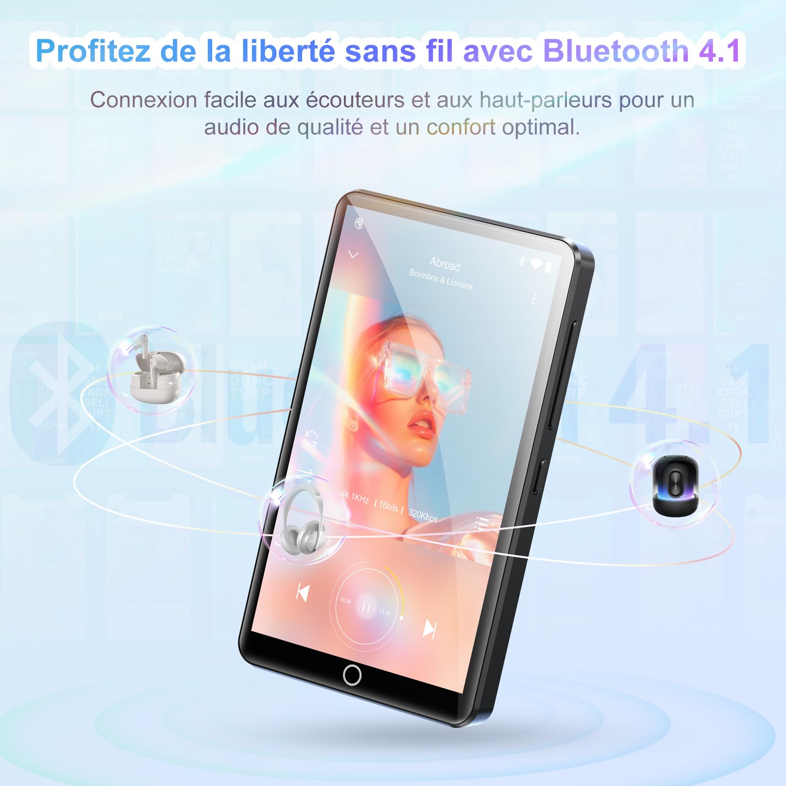 joliker 80Go Lecteur MP3 avec Bluetooth et WiFi, MP3 Player avec 13 MP Caméra Arrière, Lecteur de Musique Mp3 et Mp4 ave Spotify, Audible, Deezer, Lecteur Vidéo à écran Tactile 4.02 Pouces 1080P